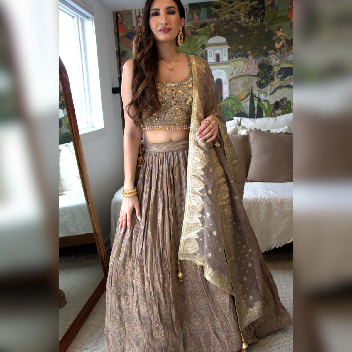 Golden Grace: Mirrorwork & Zari Elegance